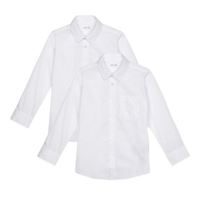 Debenhams Pack of two long sleeved slim fit school shirts